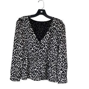 J. Crew Womens‎ Leopard Print Peplum Blouse Top Black White Size 6